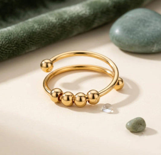 Bague anti-stress Isvane dorée, acier inoxydable, taille ajustable